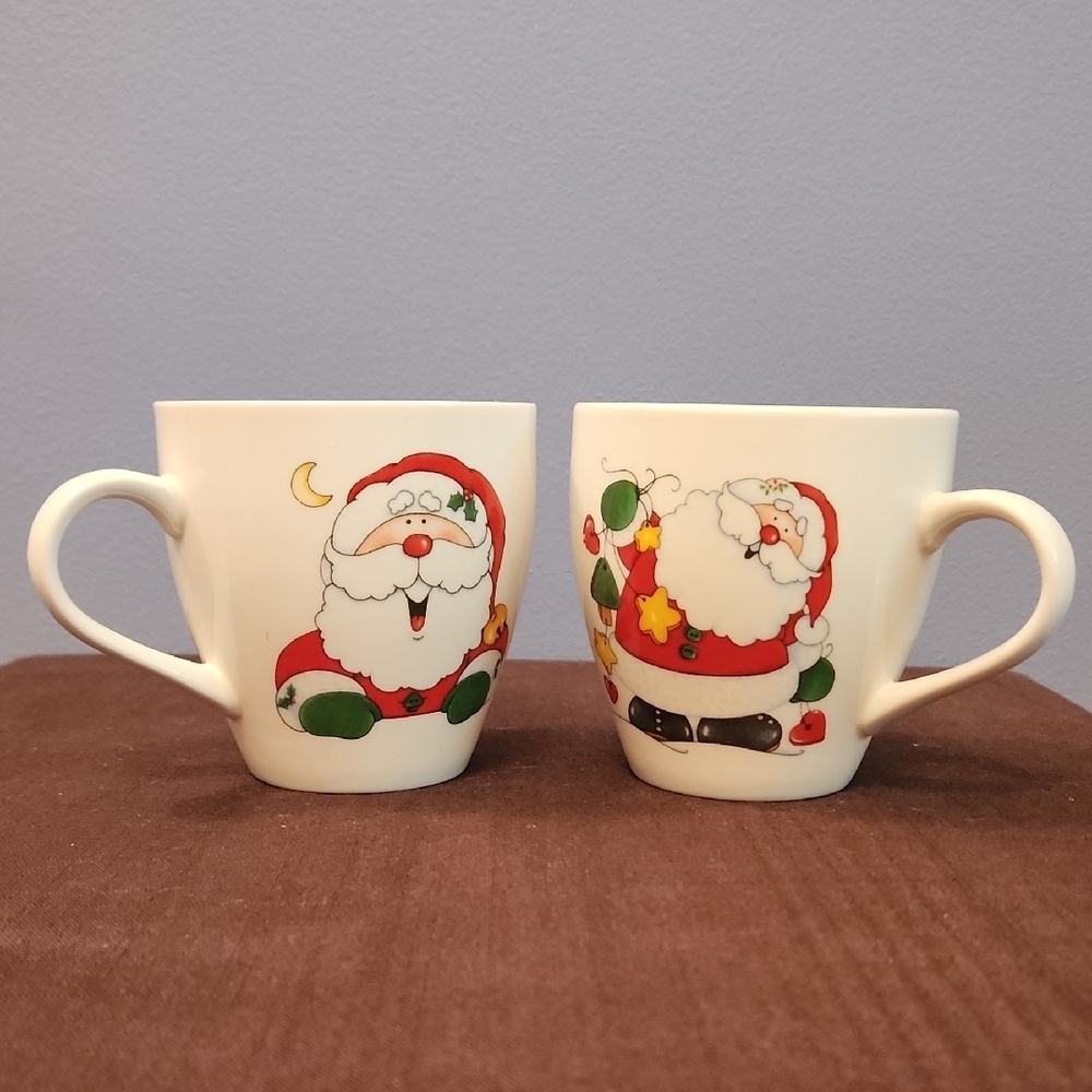 Festive Santa Claus Mugs - Set of 2
